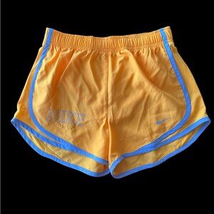 Nike Women's Athletic Shorts in Yellow with Blue Trim